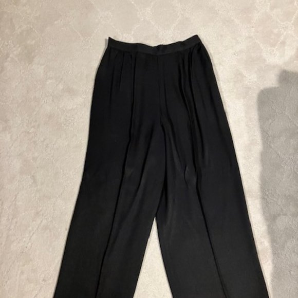WIDE LEG BLACK PANTS - Size 14 - Flowey Flair - Pleated Front & Back Vintage! - Picture 2 of 9